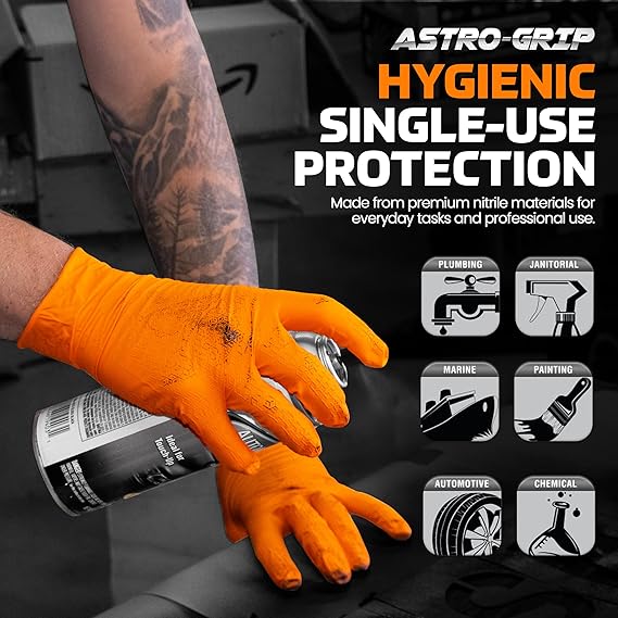 SAS Safety Astro-Grip® Powder-Free Exam Grade Nitrile Disposable Gloves - 7 Mil - 100-Pack