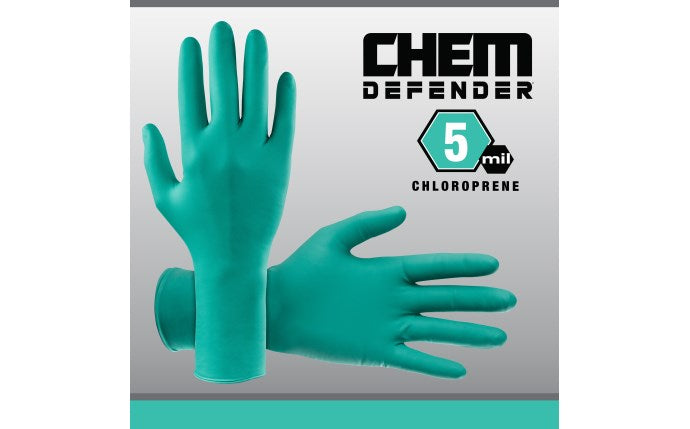 SAS Safety Chem Defender Powder-Free Exam Grade Chloroprene Disposable Gloves - 5 Mil - 50-Pack