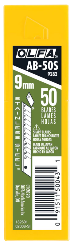 OLFA 9mm AB-S Stainless Steel Snap Blades - 10 or 50 Pack