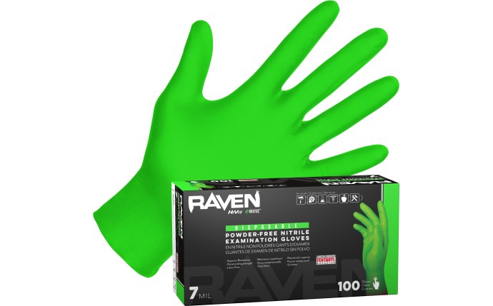 SAS Safety Raven® InVue Powder-Free Exam Grade Nitrile Disposable Gloves - 7 Mil - 100-Pack