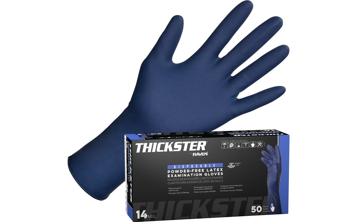 SAS Safety Thickster Powder-Free Exam Grade Latex Disposable Gloves - 14 Mil - 50-Pack