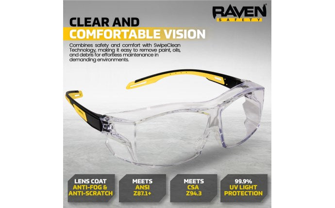 SAS Saftey VX15 OTG Black Yellow/Clear Safety Eyewear