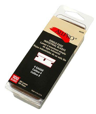 AllPro Single Edge Industrial Razor Blades, .009", 100/tub