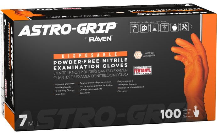 SAS Safety Astro-Grip® Powder-Free Exam Grade Nitrile Disposable Gloves - 7 Mil - 100-Pack