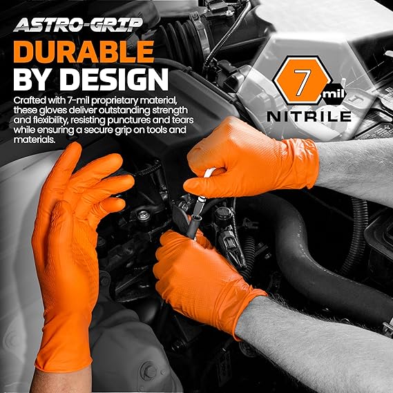 SAS Safety Astro-Grip® Powder-Free Exam Grade Nitrile Disposable Gloves - 7 Mil - 100-Pack