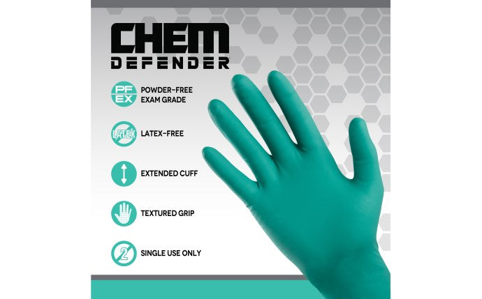 SAS Safety Chem Defender Powder-Free Exam Grade Chloroprene Disposable Gloves - 5 Mil - 50-Pack