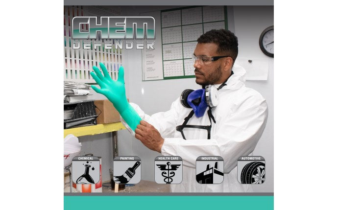 SAS Safety Chem Defender Powder-Free Exam Grade Chloroprene Disposable Gloves - 5 Mil - 50-Pack