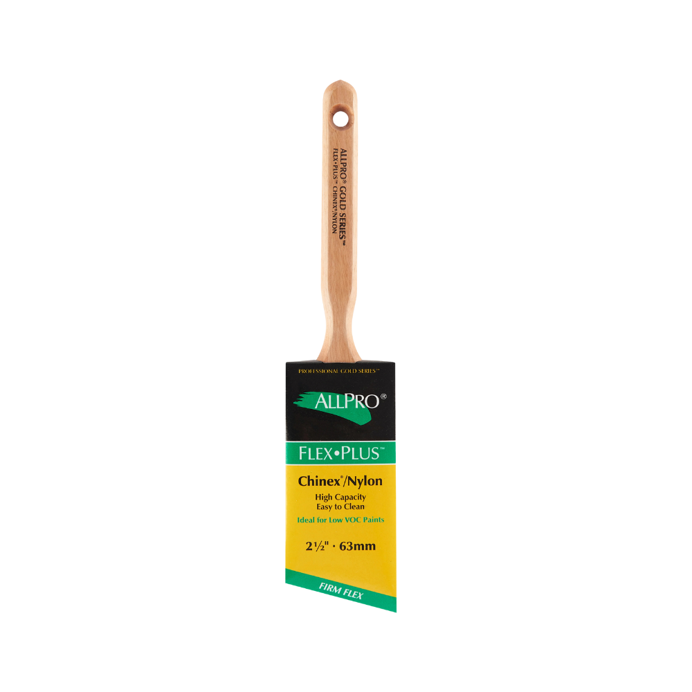 AllPro Flex Plus  2 1/2" paintbrushes have chine/nylon bristles for high capacity