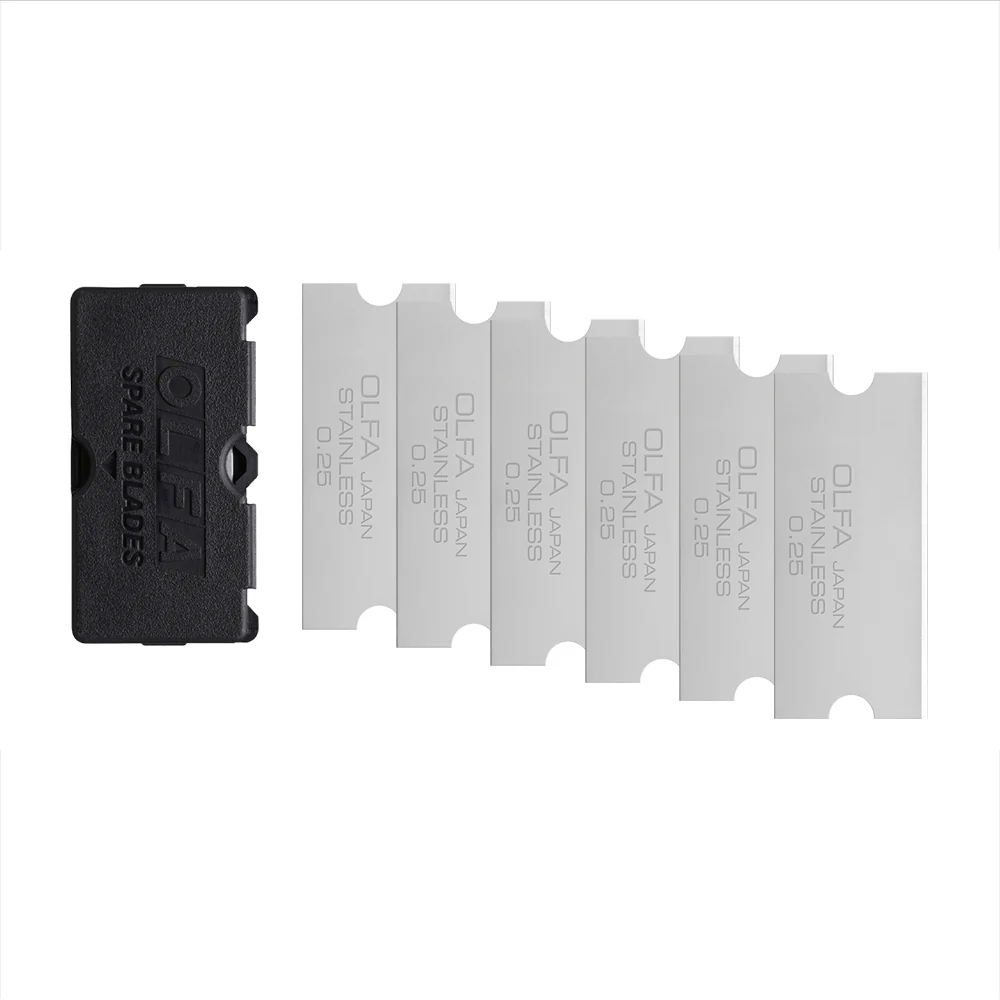 OLFA 40mm Stainless Steel Glass Scraper Blade - 6 Pack | GSB-2S/6B