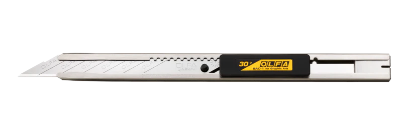 OLFA 9mm Stainless-Steel Graphics Knife with 30-Degree Precision Blade | SAC-1