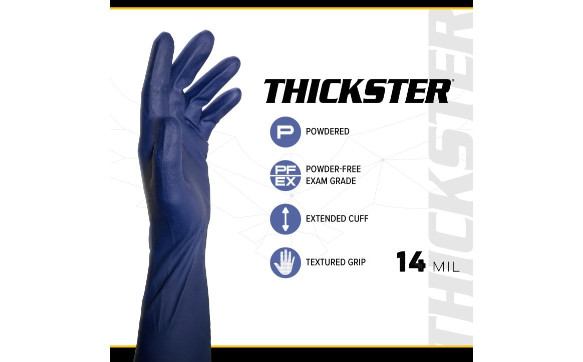 SAS Safety Thickster Powder-Free Exam Grade Latex Disposable Gloves - 14 Mil - 50-Pack