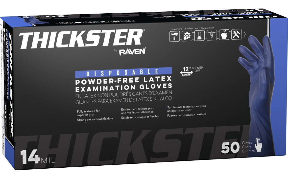 SAS Safety Thickster Powder-Free Exam Grade Latex Disposable Gloves - 14 Mil - 50-Pack