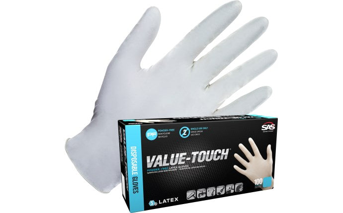 SAS Safety Value-Touch® Powder-Free Latex Disposable Gloves - 5 Mil - 100-Pack
