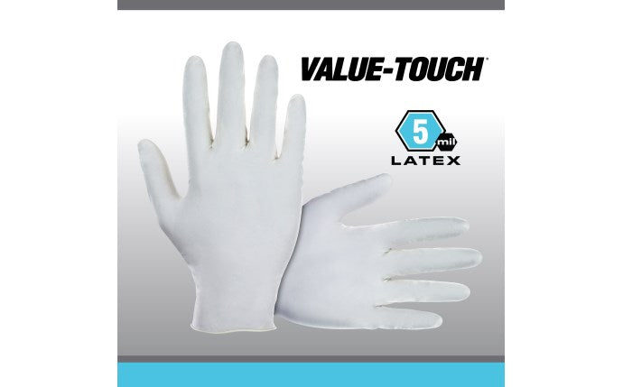 SAS Safety Value-Touch® Powder-Free Latex Disposable Gloves - 5 Mil - 100-Pack